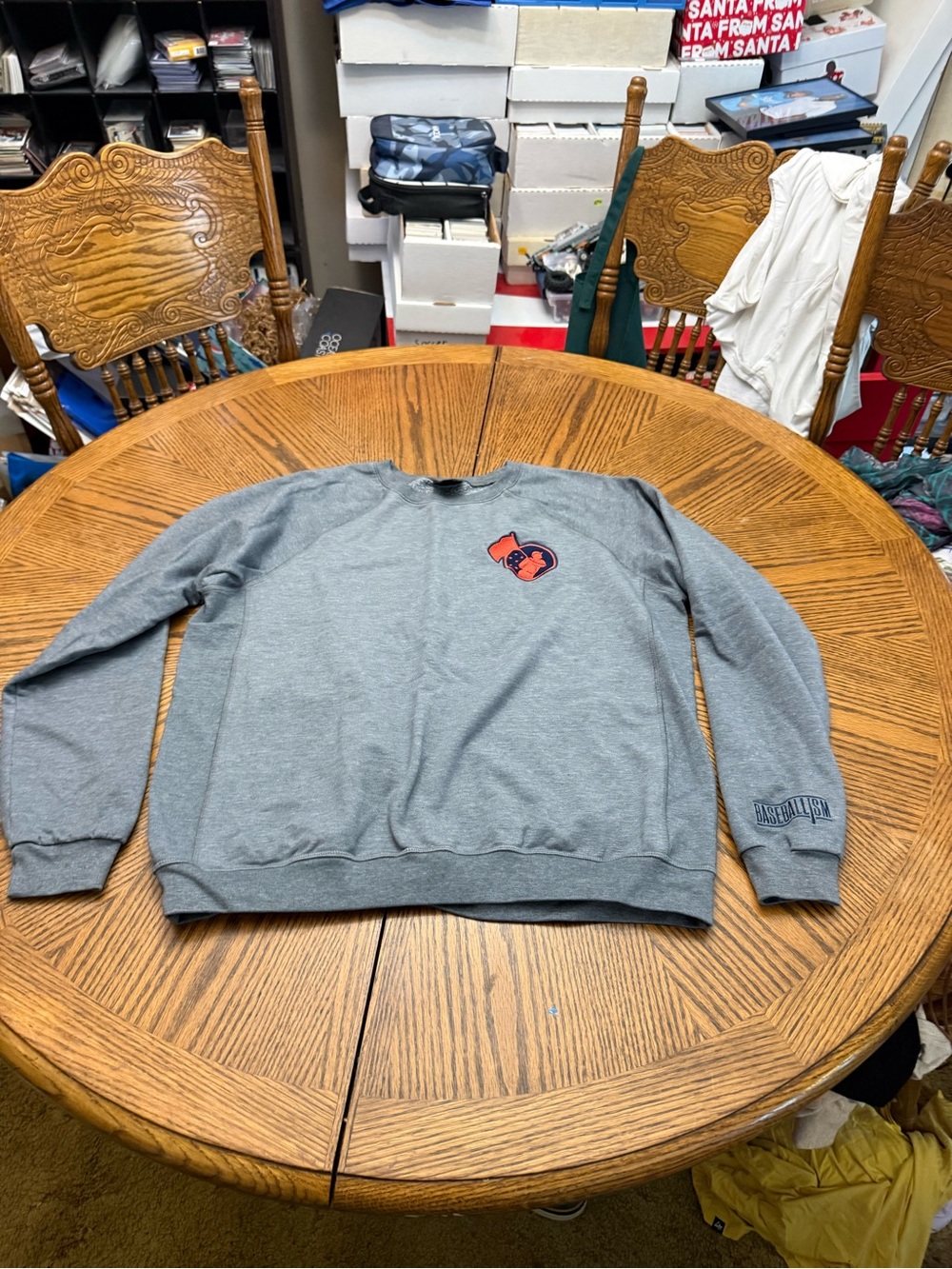 Baseballism Gray Crewneck Sweatshirt with Orange Logo